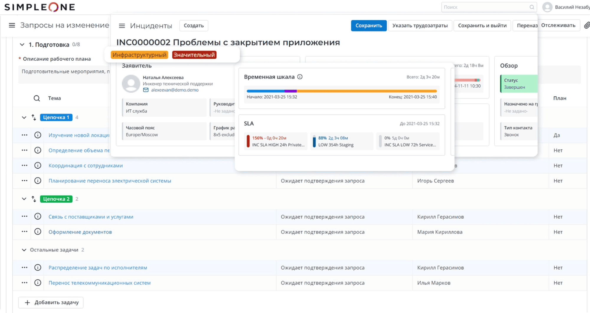 Интерфейс SimpleOne ITSM